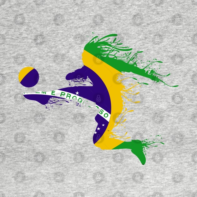 Funny Brazil Soccer Player Tee Brazilian Flag Girls Boys by Printofi.com